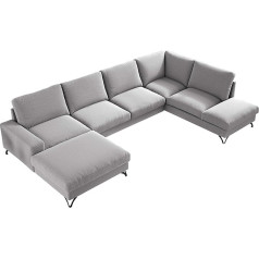 Mirjan24 Oddo U Corner Sofa with 2 Bed Boxes and Sleep Function Top Quality U-Shape Corner Sofa Freestanding Upholstered Corner Sofa Couch Set Bed Function Living Landscape (Look 08, Side: Left (L1F+L2F+R3F))