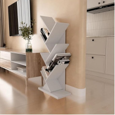 ‎Comfortcove ComfortCove Tree Bookcase, Desk Bookcase, Floor Standing Bookcase, Storage Shelf for Living Room, Home Office, Bedroom or Kitchen, 7 Shelves, White