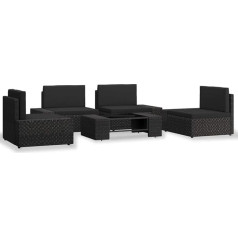 Barash 5-TLG. Garten-Lounge-Set TerassenmöBel AußEn Garten MöBel FüR Balkon Loungegruppe LoungemöBel Terrasseset Rattan Schwarz