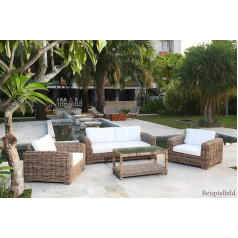 Lebenswohnart Living Kubu Lounge Furniture Set 4-Piece Grey Rattan Sofa Chair Set