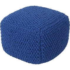 Christopher Knight Home Knox Knitted Cotton Pouf, Navy