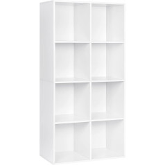 Woltu SK002ws4 Bookcase Standing Shelf Storage Shelf Room Divider Office Shelf Filing Cabinet MDF 8 Compartments White 60 x 29.5 x 121 cm