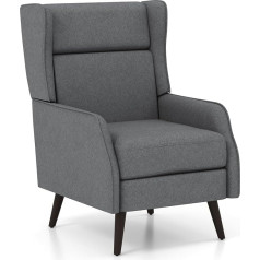 Relax4Life Wing Chair, Lounge Chair with Padded Seat and Armrests, Recliner Chair with 15 cm Thick Seat Cushion & High Backrest, Maximum Load 150 kg, Armchair for Living Room, Bedroom (Grey)