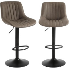 Youhauchair Set of 2 Swivel Bar Stools with Backrest, Bar Stools Height Adjustable Made of PU Leather, Modern Bar Stool, Kitchen Stool, Bar Stool, Brown