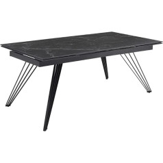 Meubletmoi Extendable Dining Table 160/240cm Ceramic Black Marble Matt with Wired Metal Feet - Indiana 01