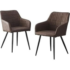 Tukailai 2 Pieces Occasional Upholstered Faux Leather Dining Chairs Accent Chair Lounge Office Commercial Restaurants Living Room Armchair Brown PU Chair