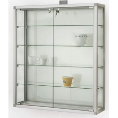 MHN Wall Display Cabinet D 19 x W 78 x H 88 cm - Wide Collector Hanging Display Cabinet Lockable - Large Glass Display Case Wall Hanging - Collector's Display Case Aluminium CPR - Without Lighting
