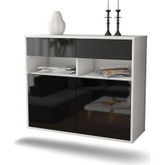 Dekati Nortlingen Sideboard Hanging (92 x 77 x 35) Body White Matt - Front High Gloss Black - Push to Open