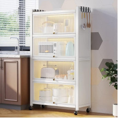 Covaodq 5 Tier Storage Cabinet Kitchen Pantry Bread Rack Coffee Station Utility Shelf Bookcase Bookcase Microwave Shelf Storage Rack (70cm)