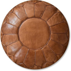 See The Good XL Genuine Leather Pouf - Handmade - Filled - Ottoman Bean Bag Footstool Pouf (Caramel Brown)