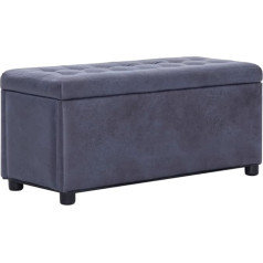 Vidaxl Ottoman with Storage Space Stool Seat Cube Storage Box Stool Chest Bench Seat Box 87.5 cm Grey Suede Look