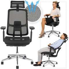Valkenstol M6 Ergonomic Office Chair 150 kg [Also for Large People, Mesh Seat] Office Chair Ergonomic Long Comfortable Sitting, Focused Work - Executive Chair Office Chair Office Chair