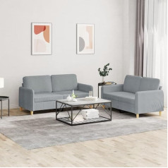 CIADAZ 2-TLG. Sofagarnitur mit Kissen Hellgrau Stoff, Loungesofa, Sofas & Couches, Relaxsofa, Couch für Wohnzimmer, Couch Mit Schlaffunktion - 3202086