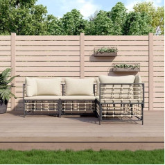 Whopbxgad Living Room Furniture Sets,Couch Sets for Living Room,Sofa Bed,4-TLG. Garten-Lounge-Set mit Kissen Anthrazit Poly Rattanmodular Sofa,modular Couch,Outdoor Patio Furniture,