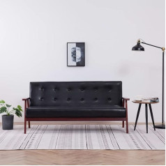 Moonairy 3 Seater Sofa, Floor Sofa, Chaise Longue, Small Sofa, Couch, Cauchsofa, Relaxing Sofa, Sofas & Couches, Living Room Sofa, for Teenager's Room, Black Faux Leather