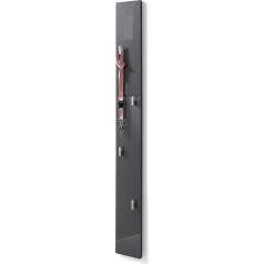 Stella Trading Colour New Coat Rack Panel in Grey High Gloss – Space-Saving Coat Rack with Reliable Wall Hooks for Jackets and Bags – 14 x 115 x 2 cm (W x H x D)