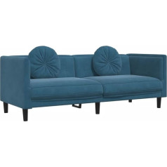 vidaXL Sofa mit Kissen 3-Sitzer Blau Samt