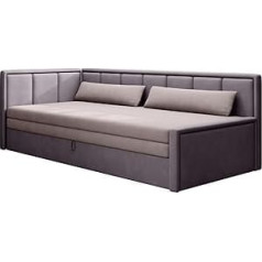 Mb-Moebel Fulo Sofa with Sleep Function and Bed Box Couch for Living Room Sofa Bed, Upholstered Sofa Living Landscape with Bed Function - 214 x 77 x 82 cm (Left, Pink + Purple - Poco 101 + 41)