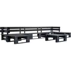 Camerina 6-Piece Garden Pallet Sofa Set Black Wood Couch Small Sofa with Sleep Function and Bed Box
