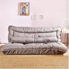 ‎Dameco Folding Sofa Mattress, Adjustable Floor Sofa Couch with 2 Pillows, Multifunctional Foldable Lazy Sofa Bed with 6 Positions for Guests, Living Room and Bedroom, Reading and Playing, Grey