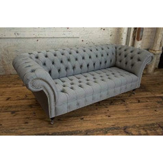 Jvmoebel Grey Chesterfield Couch Textile Upholstery Seat Set Sofa Fabric Sofas 3 Seater
