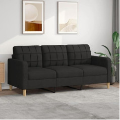 Barash 3 Seater Sofa Black 180 cm Fabric Microfibre Fabric Floor Sofa with Sleep Function Small Couch