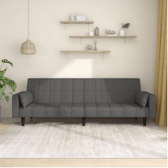Willood 2 Seater Sofa Bed with 2 Cushions Dark Grey Fabric