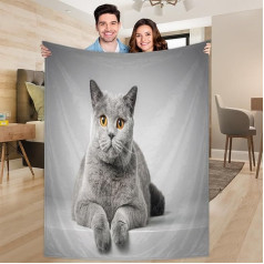 Ririx Graue süße Katzen-Überwurfdecke für Bett, Couch, Sofa, Stuhl, Camping und Reisen, leichte Decke, groß (203,4 x 152,4 cm)