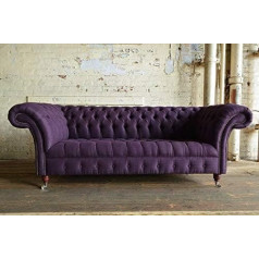Jvmoebel Chesterfield 3 Seater Upholstery Sofas Design Luxury Couch Sofa Leather Couchen Purple