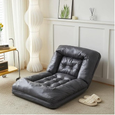 Yaxansih Klappbarer Schlafsessel, Schlafsofa, Lazy Couch mit 2 Kissen, faltbares Lazy Schlafsofa, 5-Fach verstellbar, für Schlafzimmer/Wohnzimmer/Balkon, Grau-31 * 31 Zoll