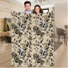 Ririx Vintage Sugar Skull and Flowers Überwurfdecke für Bett, Couch, Sofa, Stuhl, Camping und Reisen, leichte Decke, groß (203,4 x 152,4 cm)