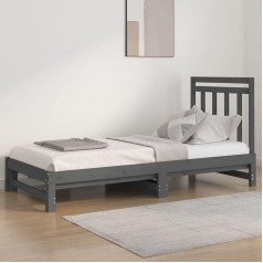 Lapooh Extendable Day Bed, Sofa Bed, Couch with Sleep Function, Sofa Bed, Sofa Bed, Sofa Bed, Daybed, Sofa Bed, Teenager's Bed, Couch Bed, Grey, 2 x (90 x 200) cm, Solid Pine Wood