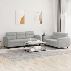LAPOOH 2-TLG. Sofagarnitur mit Kissen Hellgrau Mikrofasergewebe, Loungesofa, Sofas & Couches, Relaxsofa, Couch für Wohnzimmer, Couch Mit Schlaffunktion - 3202339
