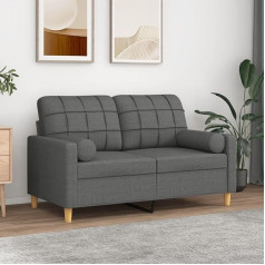 BaraSh 2-Sitzer-Sofa mit Zierkissen Dunkelgrau 120 cm Stoff Kleiner Sessel Kleine Schlafcouch