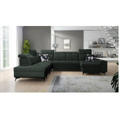 All4All Gilbert X Corner Sofa, Sofa with Bed Box, Sleep Function, USB Port, Couch, Living Landscape, Upholstered Sofa, XXL, U-Shape, Left, Right 26 (Wave 12, Right)