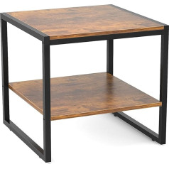 Homieasy Side Table 20 Inch Square End Table Modern Bedside Table with 2 Tier Storage Shelf Living Room Small Coffee Table Wood Finish Bedside Table for Bedroom Rustic Brown