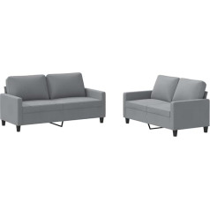 Vidaxl 2-Piece Sofa Set, Armchair Couch with Cushion, Sofa Living Room Sofa with Armrests, Couch Set, Designer Sofa, Seating Furniture, Upholstered Furniture, Light Grey Fabric