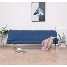 Musevane Sofa Bed with Two Sofa Bed Cushions Blue Polyester