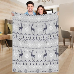 Ririx Überwurfdecke mit Hirsch- und Schneeflocken-Motiv, für Bett, Couch, Sofa, Stuhl, Camping und Reisen, leichte Decke, groß (203,4 x 152,4 cm)