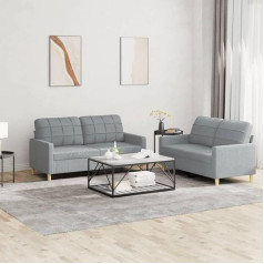 Gecheer 2-Piece Sofa Set with Cushion 2-Seater Sofa Upholstered Sofa Lounge Sofa Couch Sofa Fabric Sofa Couch Guest Sofa 2 Seater Chair Living Room Sofa Seat Furniture for Living Room Light Grey