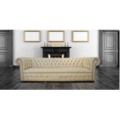 Jvmoebel XXL Big Sofa Couch Chesterfield 240 cm Upholstered Sofas 4 Seater Leather Textile #241