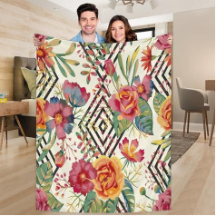 Ririx Überwurfdecke mit Blumenmuster für Bett, Couch, Sofa, Stuhl, Camping und Reisen, leichte Decke, groß (203 x 152 cm)