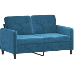 Vidaxl Sofa 2-Seater, Lounge Sofa Couch with Armrests Back Cushion, Living Room Sofa Design Sofa with Metal Frame, Seating Furniture Two Seater, Blue Velvet