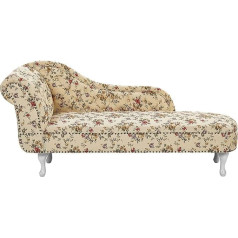 Beliani Retro chaise longue left-sided floral motif colourful beige Nimes