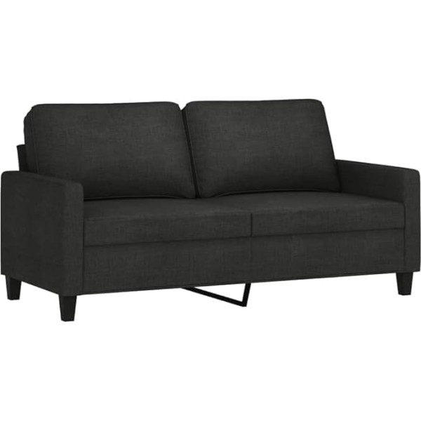 Vidaxl Sofa 2-Seater, Lounge Sofa Couch with Armrests Back Cushion, Living Room Sofa Design Sofa Metal Frame, Seating Furniture Two Seater, Modern, Black Fabric