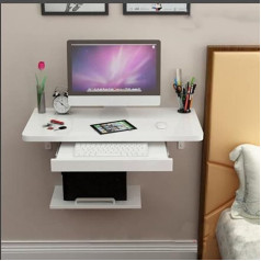 Wall Mounted Computer Desk, Floating Kids Desk Wooden Computer Desk with Keyboard Shelf, Work Table, Floating Table for Small Spaces, 80 x 40 cm, C