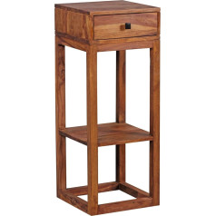 Wohnling Side Table Solid Wood Sheesham Design Telephone Table with Drawer 35 x 35 cm Narrow 90 cm High Hallway Console Dark Brown Natural Country House Style Sideboard Drawer & Shelf Chest of Drawers