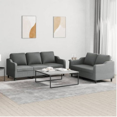 CIADAZ 2-TLG. Sofagarnitur mit Kissen Dunkelgrau Stoff, Loungesofa, Sofas & Couches, Relaxsofa, Couch für Wohnzimmer, Couch Mit Schlaffunktion - 3201835