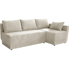 Mirjan24 Zeles Cord Corner Sofa with Bed Box and Sleep Function, Upholstered Corner Sofa Bed, L-Shape Sofa, Couch, Sofa Bed, Upholstered Corner (Poso 100, Side: Right)