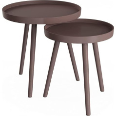 Lavish Home Nesting End Set of 2 Round Mid-Century Modern Accent Table Side Table Set, Round, Mid-Century, Set of 2, MDF, Brown